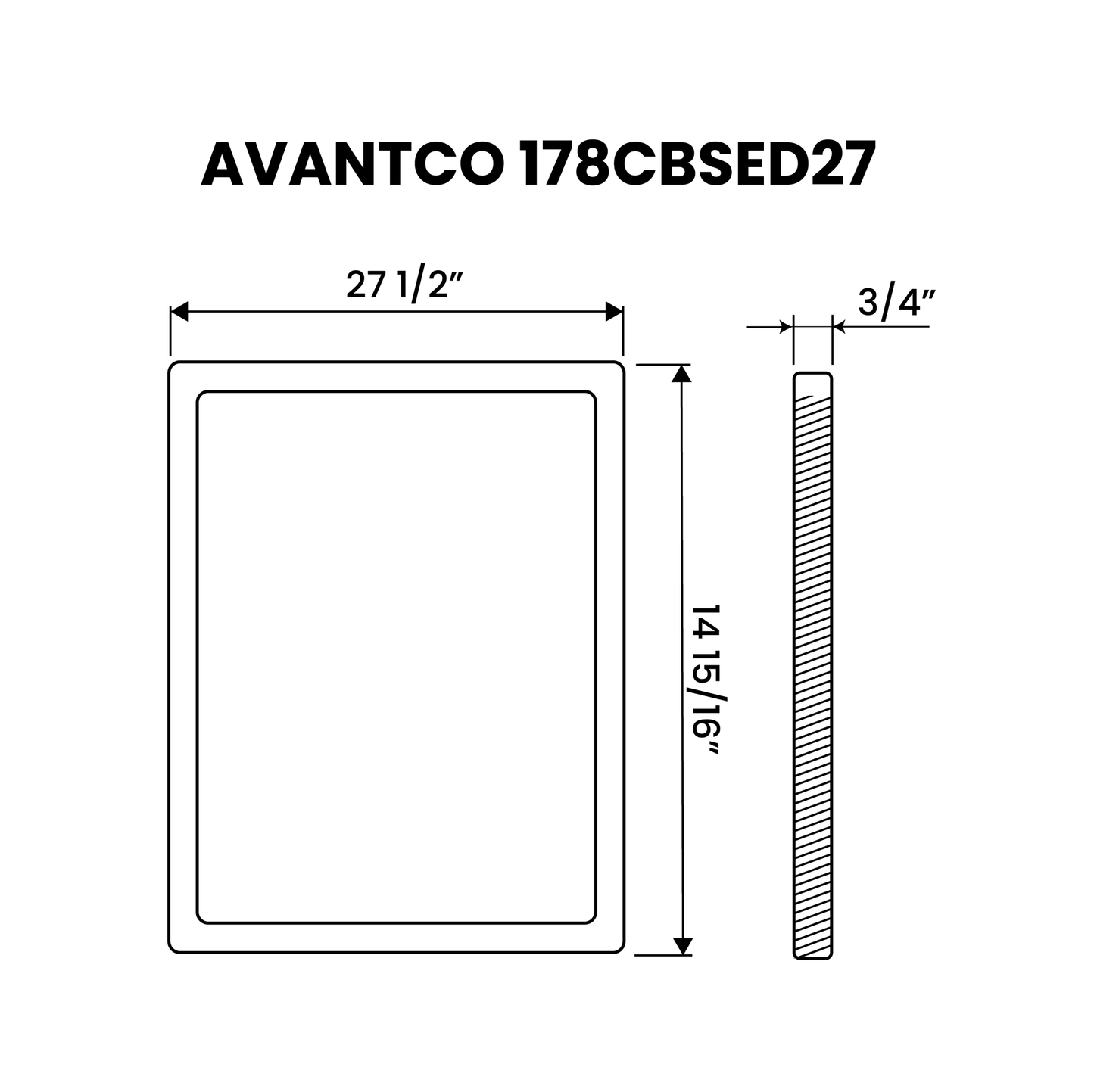Cutting Board 27 1/2" x 14 15/16" x 3/4" Equivalent to Avantco 178CBSED27 - Plastichop