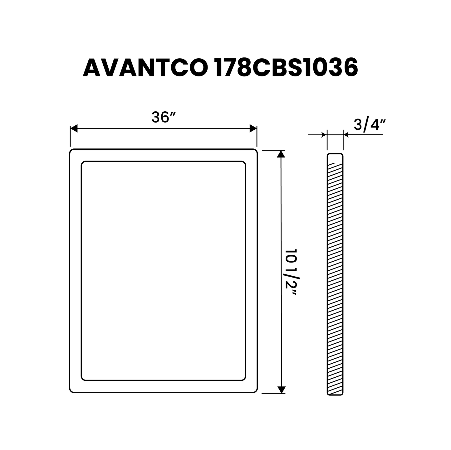 Cutting Board 36" x 10 1/2" x 3/4" Equivalent to Avantco 178CBS1036 - Plastichop