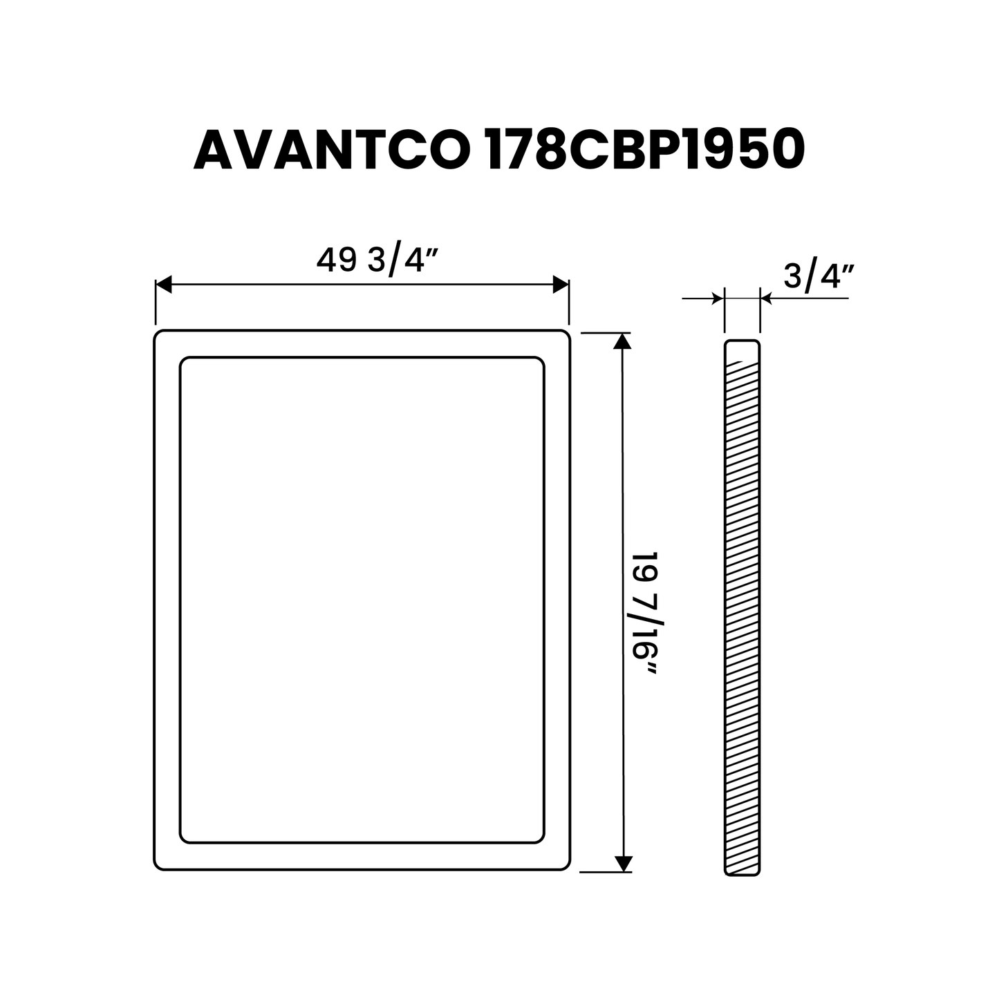 Cutting Board 49 3/4" x 19 7/16" x 3/4" Equivalent to Avantco 178CBP1950 - Plastichop