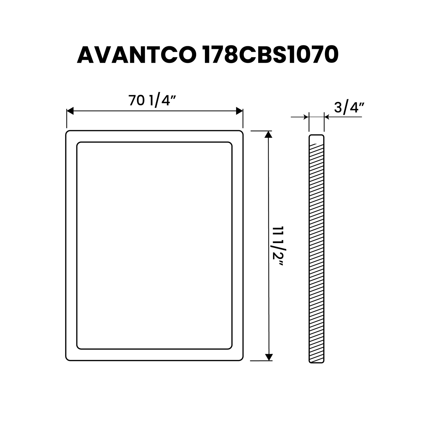 Cutting Board 70 1/4" x 11 1/2" x 3/4" Equivalent to Avantco 178CBS1070 - Plastichop