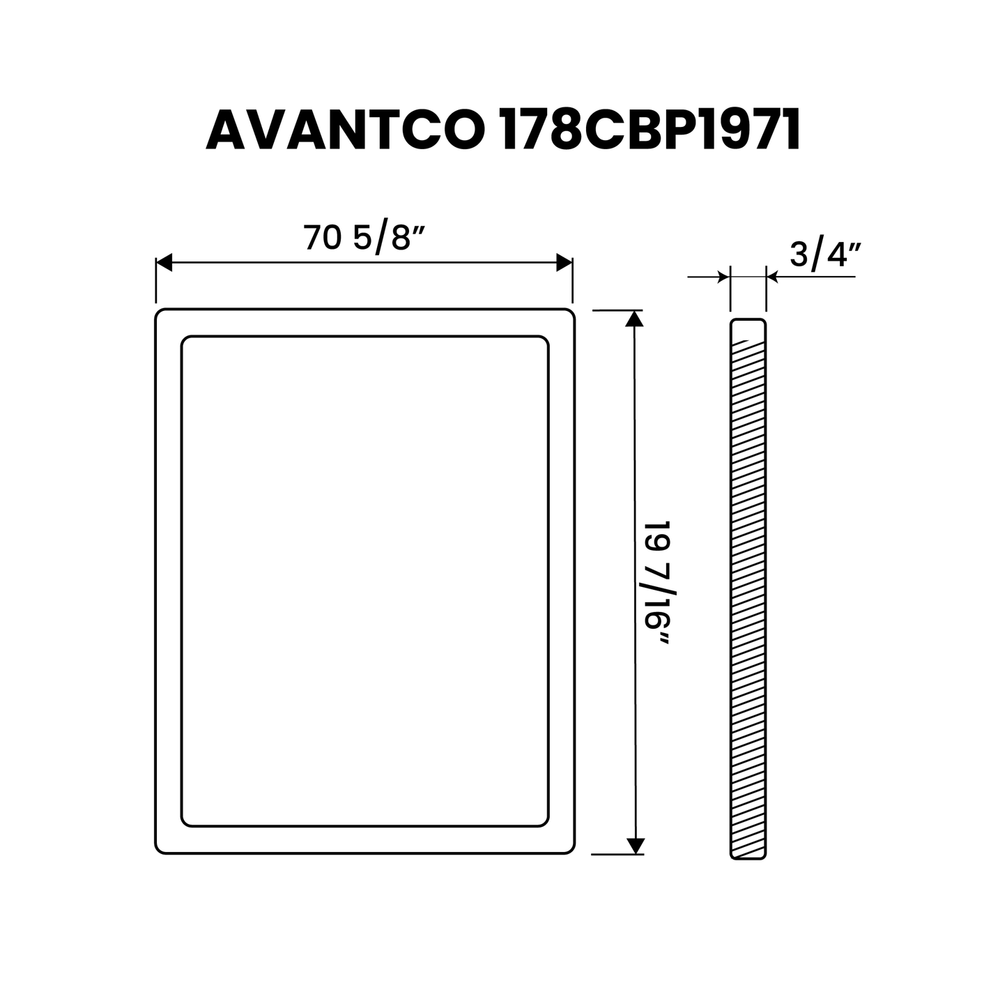 Cutting Board 70 5/8" x 19 7/16" x 3/4" Equivalent to Avantco 178CBP1971 - Plastichop