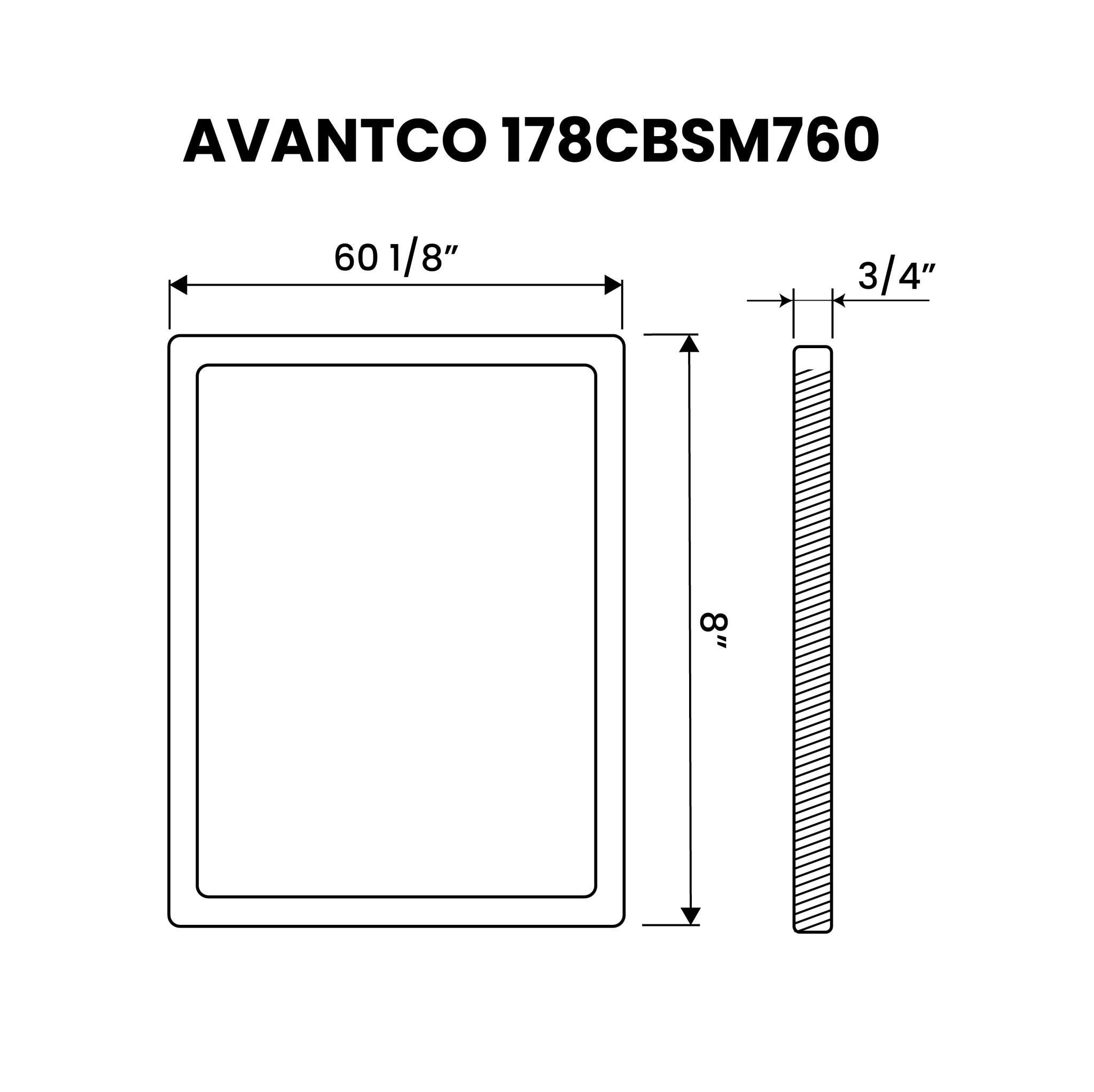 Cutting Board 60 1/2" x 14 15/16" x 3/4" Equivalent to Avantco 178CBSED60 - Plastichop