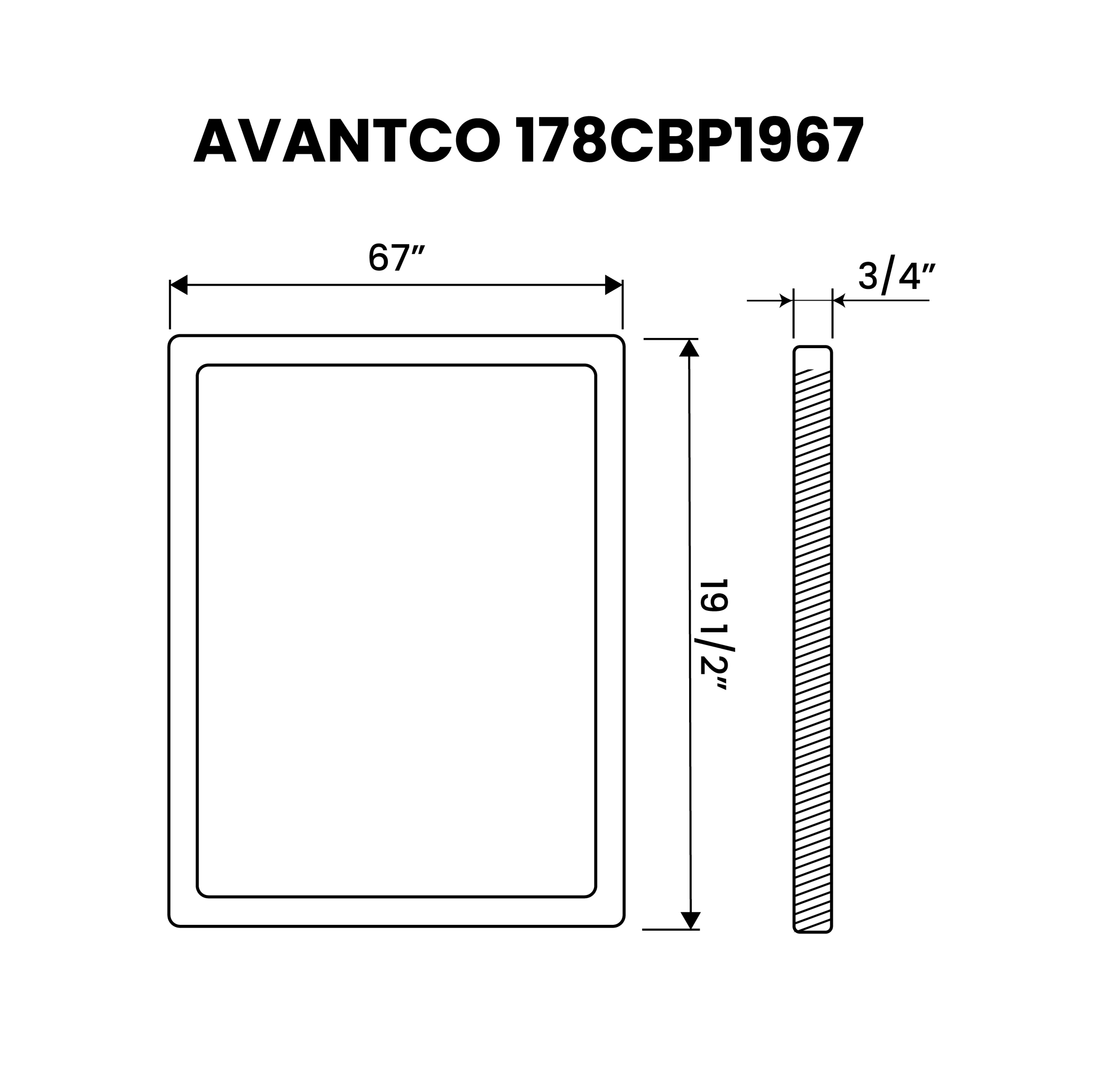 Cutting Board 67" x 19 1/2" x 3/4" Equivalent to Avantco 178CBP1967 - Plastichop