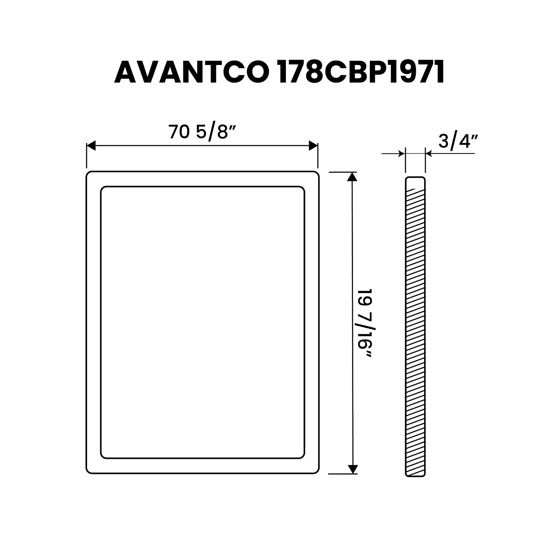 Cutting Board 70 5/8" x 19 7/16" x 3/4" Equivalent to Avantco 178CBP1971 - Plastichop